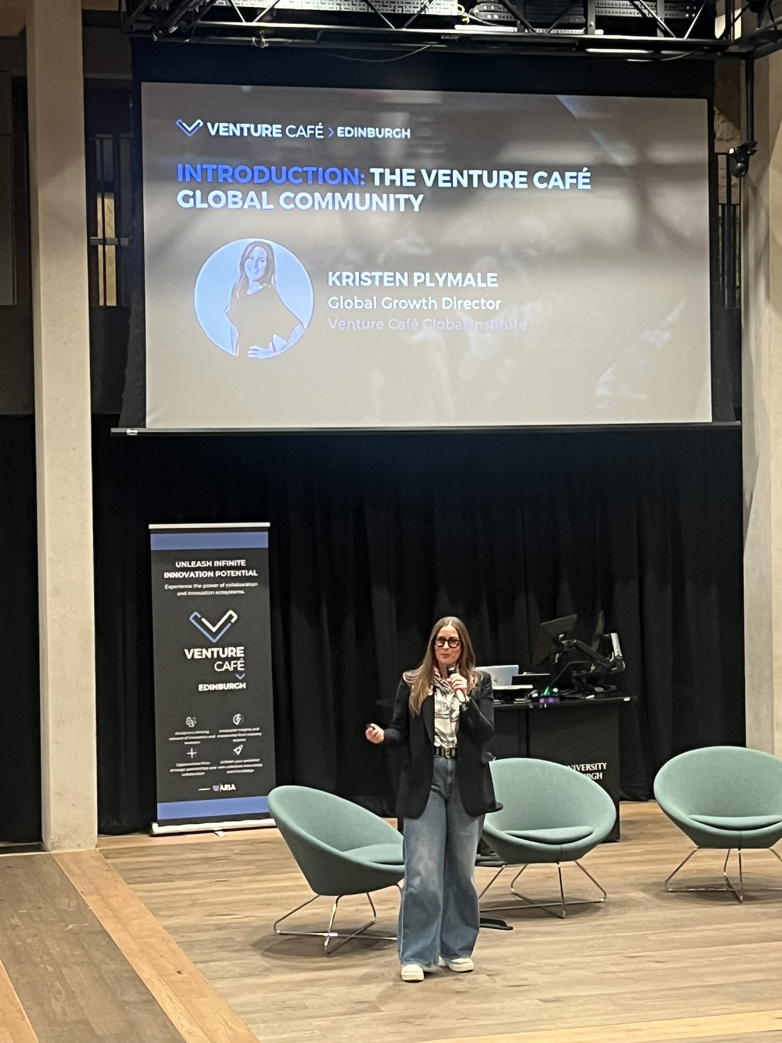 Kristen Plymale speaking at the Venture Café